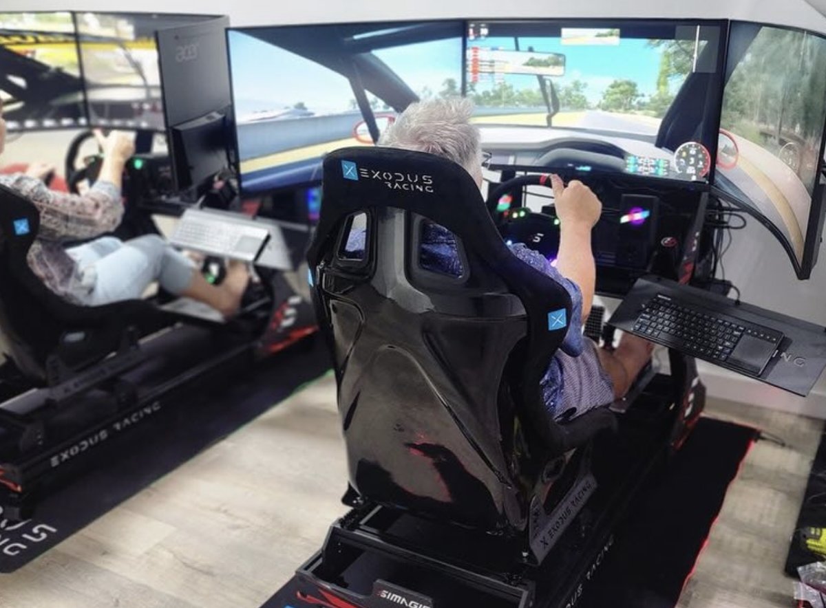 Side-by-side Exodus Racing simulators in the ES showroom